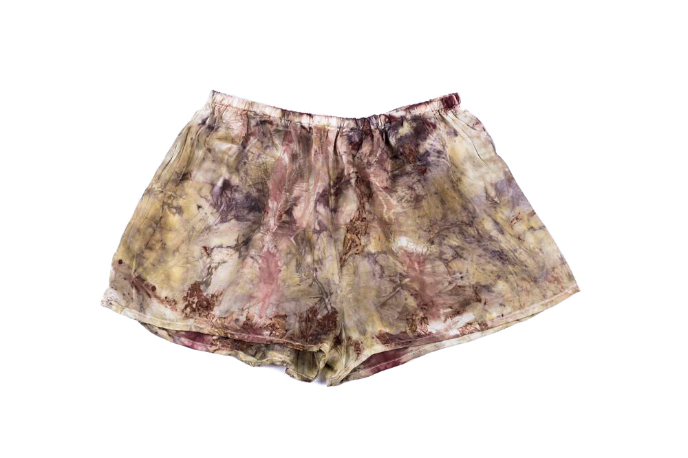L - Bush Dyed Silk Shorts by Annabell Amagula