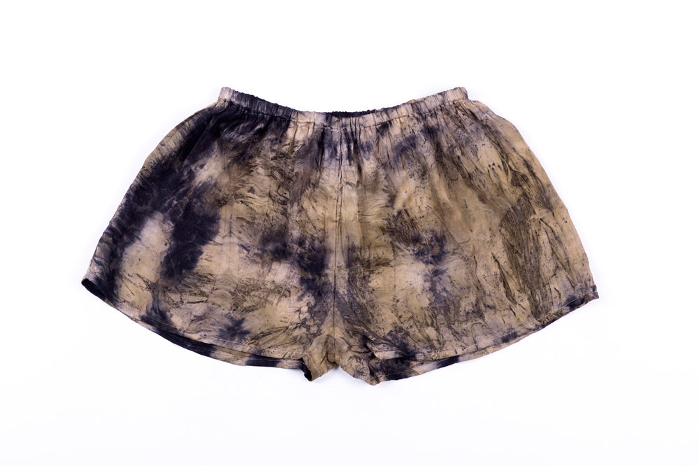 S - Bush Dyed Silk Shorts by Verity Dhamawandji